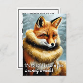 Grappige vos in een nerts oudejaarsavond kaart (Voorkant / Achterkant)