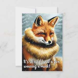 Grappige vos in een nerts oudejaarsavond kaart