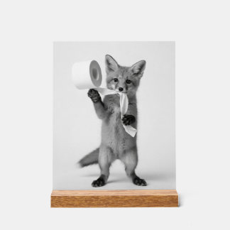 Grappige Vos met Toiletpapier Minimalistische Wild Acryl Bord