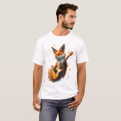 Grappige vos op gitaar t-shirt (Voorkant volledig)