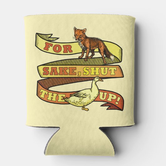 Grappige vos sake eend dier woordspeling blikjeskoeler (Achterkant)