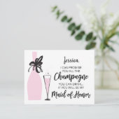 Grappige Vraagkaart Voor Bruidsmeisje - Champagne Kaart (Staand voorkant)