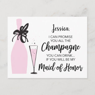 Grappige Vraagkaart Voor Bruidsmeisje - Champagne Kaart