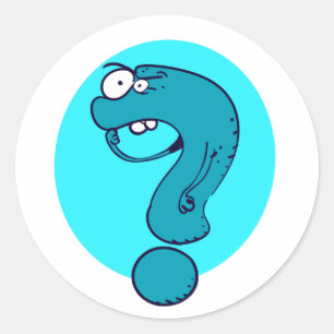 grappige vraagteken cartoon denken ronde sticker
