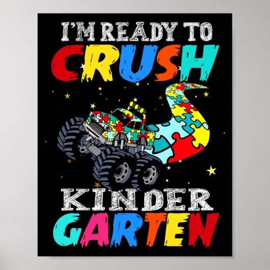 Grappige vrachtwagen autisme puzzel verpletteren k poster (Voorkant)