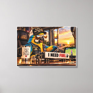 Grappige Vrachtwagenchauffeur Papegaai Ik Heb Bran Canvas Afdruk