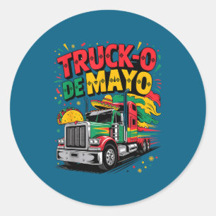 Grappige vrachtwagenchauffeur vrachtwagen-o de may ronde sticker