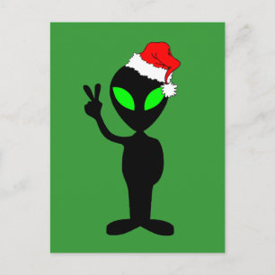 Grappige vrede buitenaards santa feestdagenkaart