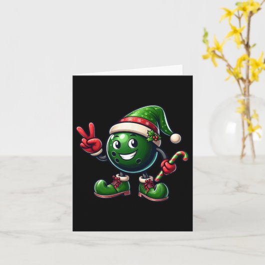 Grappige Vrede Hand Bowling Elf Kerst Vrouwen Mann Kaart (Gele Bloem)