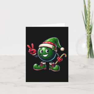 Grappige Vrede Hand Bowling Elf Kerst Vrouwen Mann Kaart