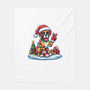 Grappige Vrede Hand Boxer Hond Kerstverlichting Vr Fleece Deken
