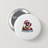 Grappige Vrede Hand Boxer Hond Kerstverlichting Vr Ronde Button 5,7 Cm (Voorkant /achterkant)