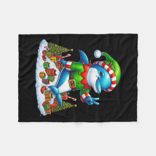 Grappige Vrede Hand Dolfijn Elf Kerst Vrouwen Mann Fleece Deken (Voorkant (Horizontaal))