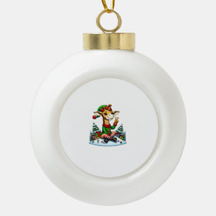 Grappige Vrede Hand Giraffe Elf Kerst Vrouwen Mann Keramische Bal Ornament