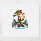 Grappige Vrede Hand Giraffe Elf Kerst Vrouwen Mann Sparkling Wijnetiket (Enkel label)