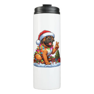 Grappige Vrede Hand Mastiff Kerstverlichting Vrouw Thermosbeker