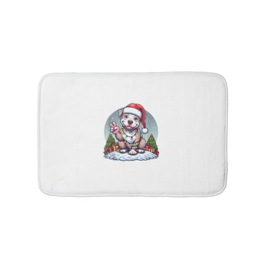 Grappige Vrede Hand Pitbull Kerstverlichting Vrouw Badmat (Voorkant)
