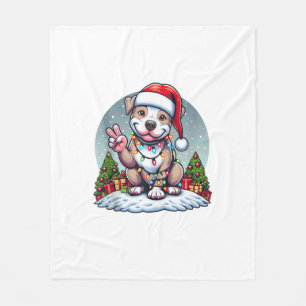 Grappige Vrede Hand Pitbull Kerstverlichting Vrouw Fleece Deken