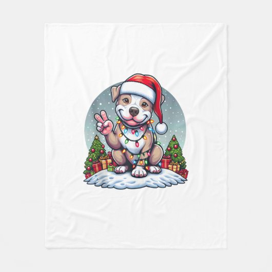 Grappige Vrede Hand Pitbull Kerstverlichting Vrouw Fleece Deken (Voorkant)