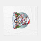 Grappige Vrede Hand Pitbull Kerstverlichting Vrouw Fleece Deken (Voorkant (Horizontaal))