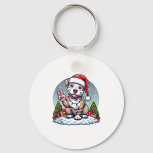 Grappige Vrede Hand Pitbull Kerstverlichting Vrouw Sleutelhanger