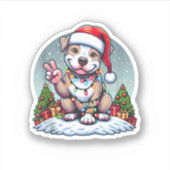 Grappige Vrede Hand Pitbull Kerstverlichting Vrouw Sticker (Voorkant)