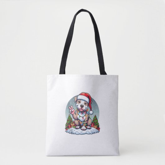 Grappige Vrede Hand Pitbull Kerstverlichting Vrouw Tote Bag (Voorkant)