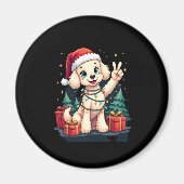 Grappige Vrede Hand Poedel Kerstverlichting Vrouwe Magneet (Voorkant)