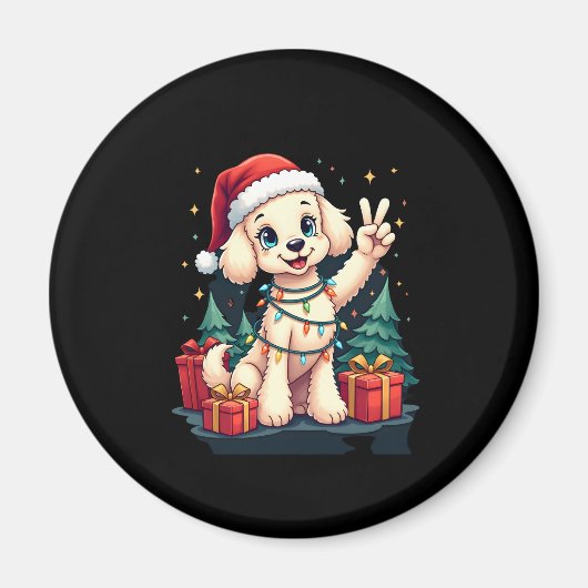 Grappige Vrede Hand Poedel Kerstverlichting Vrouwe Magneet (Voorkant)