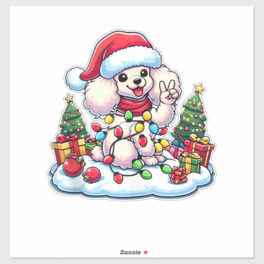 Grappige Vrede Hand Poedel Kerstverlichting Vrouwe Sticker (Vel)