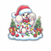 Grappige Vrede Hand Poedel Kerstverlichting Vrouwe Sticker (Voorkant)