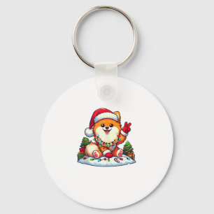 Grappige Vrede Hand Pommerse Kerstverlichting Vrou Sleutelhanger