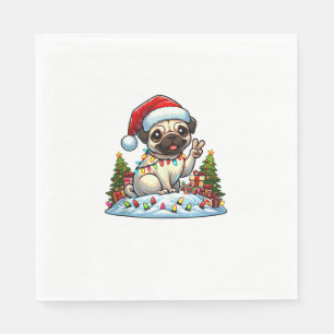 Grappige Vrede Hand Pug Kerstverlichting Vrouwen M Servet