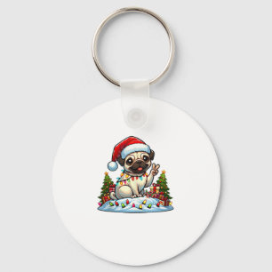 Grappige Vrede Hand Pug Kerstverlichting Vrouwen M Sleutelhanger