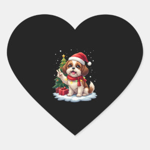 Grappige Vrede Hand Shih Tzu Kerstverlichting Vrou Hart Sticker