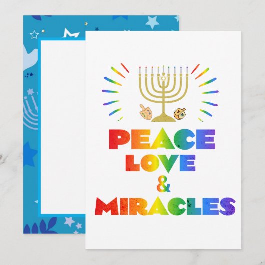 Grappige vrede liefde en mirakel Hanukkah Kaart (Voorkant / Achterkant)