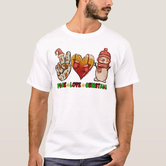 Grappige Vrede Liefde Kerstmis Grappige Vakantie G T-shirt (Voorkant)