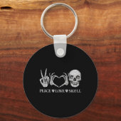 Grappige Vrede Liefde Schedel Skelet Handen Hallow Sleutelhanger (Voorkant)