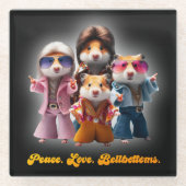 Grappige vrede. Liefs. Bellbottom. Hamster Supergr Glazen Onderzetter (Voorkant)