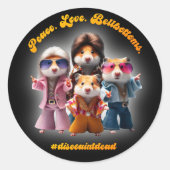 Grappige vrede. Liefs. Bellbottom. Hamster Supergr Ronde Sticker (Voorkant)