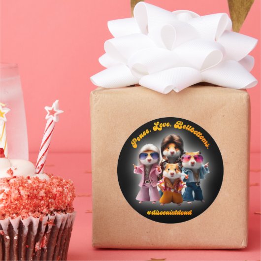 Grappige vrede. Liefs. Bellbottom. Hamster Supergr Ronde Sticker (Feest)