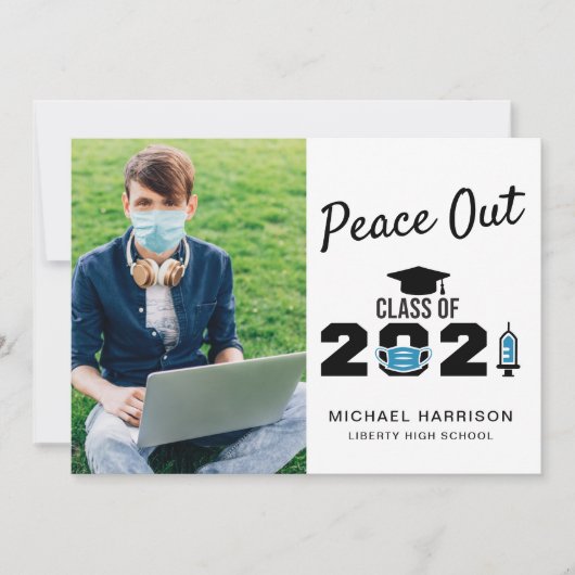 Grappige Vrede uit Klasse van 2021 Foto Afstuderen Aankondiging (Voorkant)