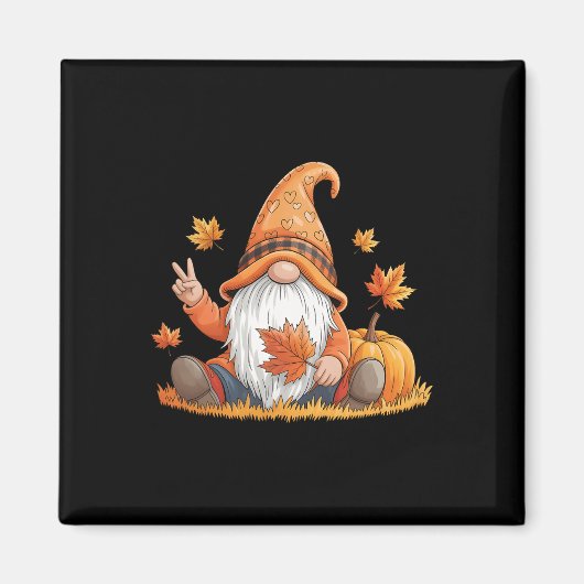 Grappige Vredesdwerg Halloween Thanksgiving Pompoe Magneet (Voorkant)