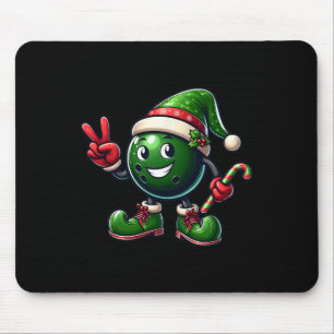 Grappige Vredeshand Bowling Elf Kerst Vrouwen Mann Muismat