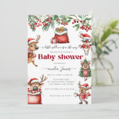 Grappige vreemde kerst-rendier baby shower kaart (Staand voorkant)