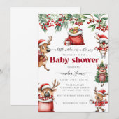 Grappige vreemde kerst-rendier baby shower kaart (Voorkant / Achterkant)