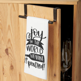 Grappige vreugde dat de wijn wordt geschonken theedoek