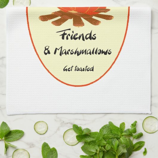 Grappige Vriend Marshmallow Camping Quote Theedoek (Gevouwen)