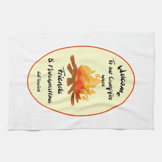 Grappige Vriend Marshmallow Camping Quote Theedoek (Horizontaal)