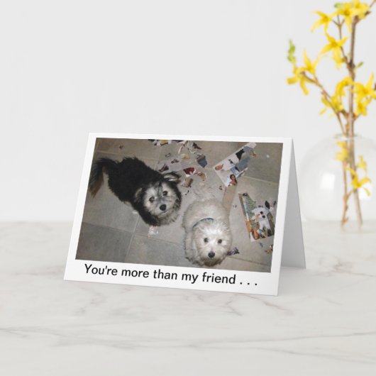 Grappige Vriend Puppy Verjaardag Kaart (Gele Bloem)